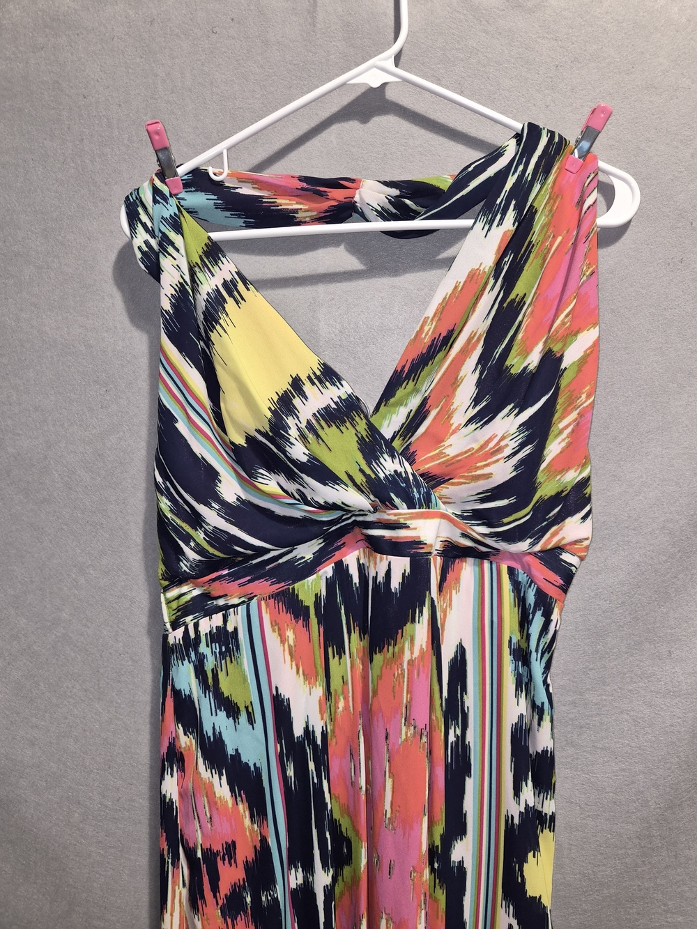 Gibson Latimer Coral, Navy & Turquoise Halter Dress